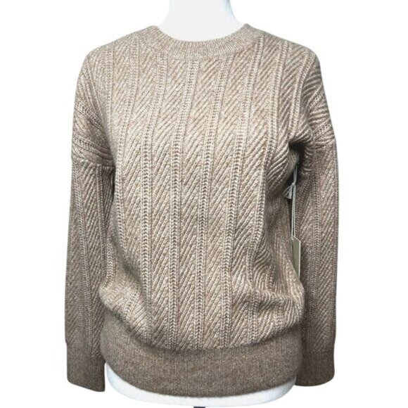 Joie Womens Beige Herringbone Pattern Crewneck Sweater Size Small - Picture 1 of 12